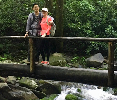 Eric Kim, MD and his girlfriend hiking in the Great Smoky Mountains