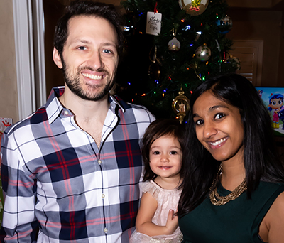 Dr. Zachary Smith with his wife Dr. Radhika Smith and their daughter